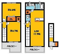 サニーコートパルG 2LDKの間取図画像