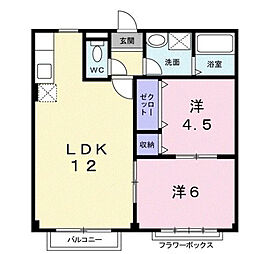 コーポJトップス 2LDKの間取図画像