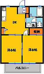 グランシエルさやか 2DKの間取図画像