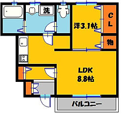 ひえいる館 1Kの間取図画像