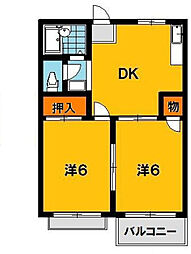 グリーンコーポ1 2DKの間取図画像