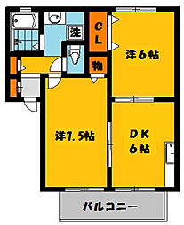 UTENA 2DKの間取図画像