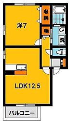 メイプルB 1LDKの間取図画像