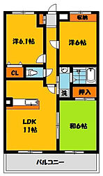 ハイツ・アムール 3LDKの間取図画像