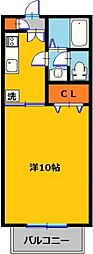 キャット・ワン 1Kの間取図画像