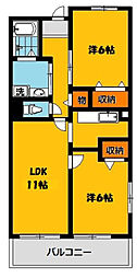 レインボウ・2一の屋 2LDKの間取図画像