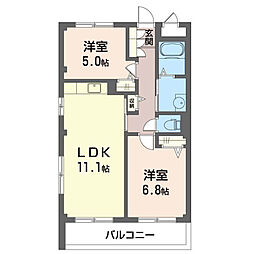 サンライズE 2LDKの間取図画像