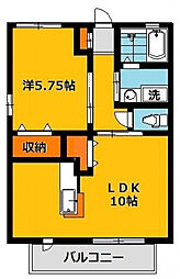 K(G)ヒノデパナハイツ 1LDKの間取図画像