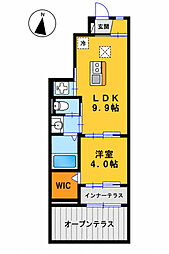 宇都宮市下栗町アパート 1LDKの間取図画像