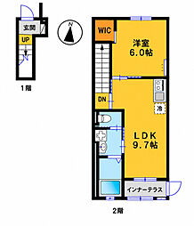 宇都宮市下栗町アパート 1LDKの間取図画像