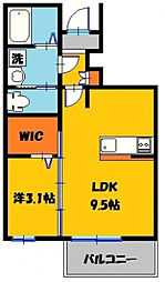 パルテール宮原 1LDKの間取図画像