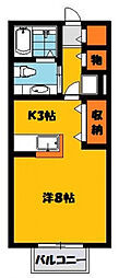 メゾンドショコラ 1Kの間取図画像