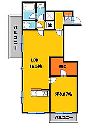 メルローズコート 1LDKの間取図画像