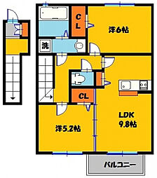 エルヴィレッジG 2DKの間取図画像