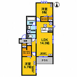 TORISIAS簗瀬 2LDKの間取図画像