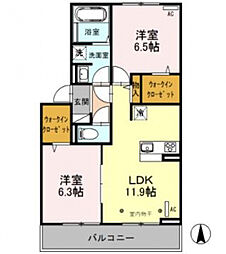 グレースコートA 2LDKの間取図画像