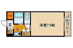 ファニーコートＳ 1階1Kの間取り