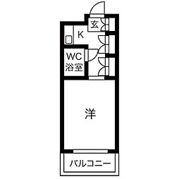 アーバンヴィレッジ武庫之荘 4階1Kの間取り
