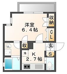 フレシール 1階1Kの間取り