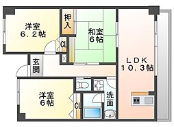 サンフラワー 403 4階3LDKの間取り