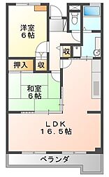 シャーメゾン燦燦東館 2階2LDKの間取り