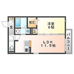La Chouette 2階1LDKの間取り