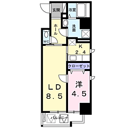 プラチナコートII 7階1LDKの間取り