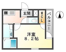 フジパレス大物駅北I番館 3階1Kの間取り