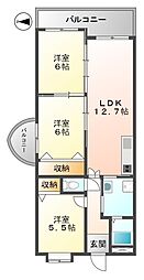 福々邸弐番館 3LDKの間取図画像