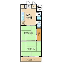 飛鳥グランドパレス 2DKの間取図画像