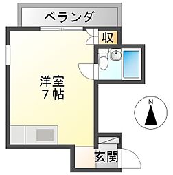 キューブ武庫川1 ワンルームの間取図画像