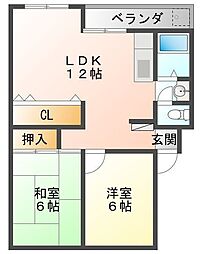 クローカスハイツ 2LDKの間取図画像