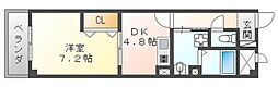 グランデル武庫之荘 1DKの間取図画像
