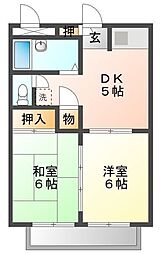 サニーハイツ 2DKの間取図画像