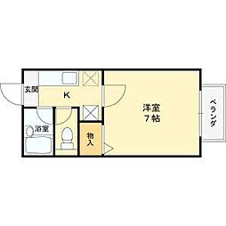 サマックスボヌール 1Kの間取図画像