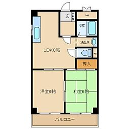 パレス武庫 2LDKの間取図画像