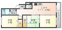 ニューエクセル武庫之荘 3LDKの間取図画像