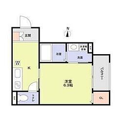 Mirage武庫川 1Kの間取図画像
