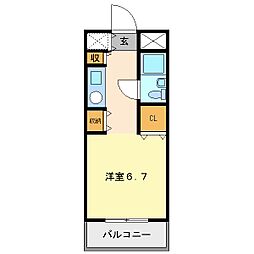パシフィック南武庫之荘 ワンルームの間取図画像