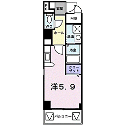リバーサイド・One ワンルームの間取図画像