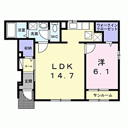 パーク・エノコダ 1LDKの間取図画像