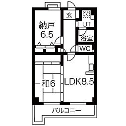 ローレルイズミ常松 2LDKの間取図画像