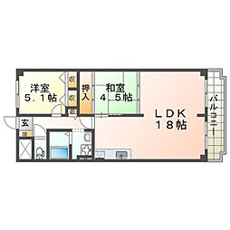 ルネ武庫川公園 2LDKの間取図画像