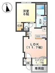 ラ　メゾンあけぼのI 1階1LDKの間取り