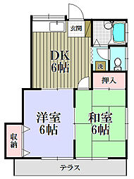 メゾン芝山A 2DKの間取図画像
