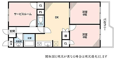 間取り：2SDKは、キッチン、二つの居室、サービスルームに加え、ダイニングを備えた間取り。食事とくつろぎの空間を分け、収納や趣味のスペースも確保でき、ファミリーやルームシェアにも最適な間取りと言えるでしょう。