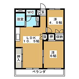 渋谷コート2号館 4階2LDKの間取り