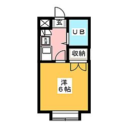 ライジングヤマコ桜木 1階1Kの間取り