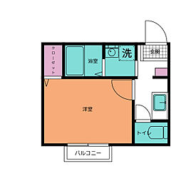 L’Aria Omiya 2階1Kの間取り