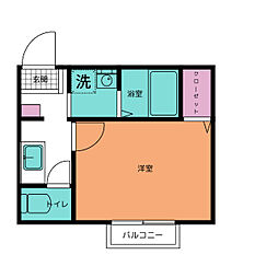 L’Aria Omiya 2階1Kの間取り